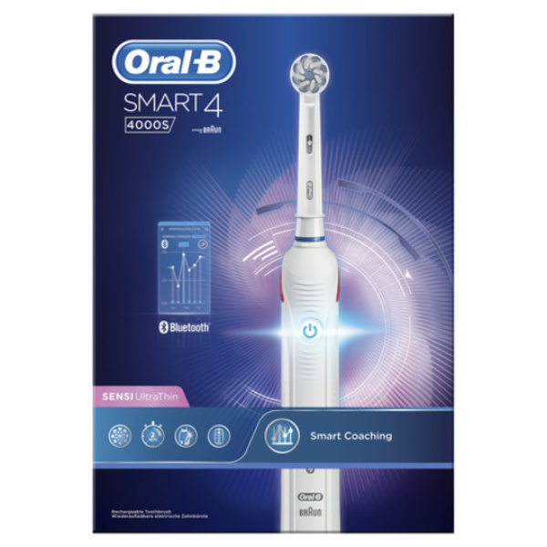 Oral-B Spazzolino Elettrico Smart 4 4500 Nero + Oral-B Testine Cross Action  Nere, 4 Testine